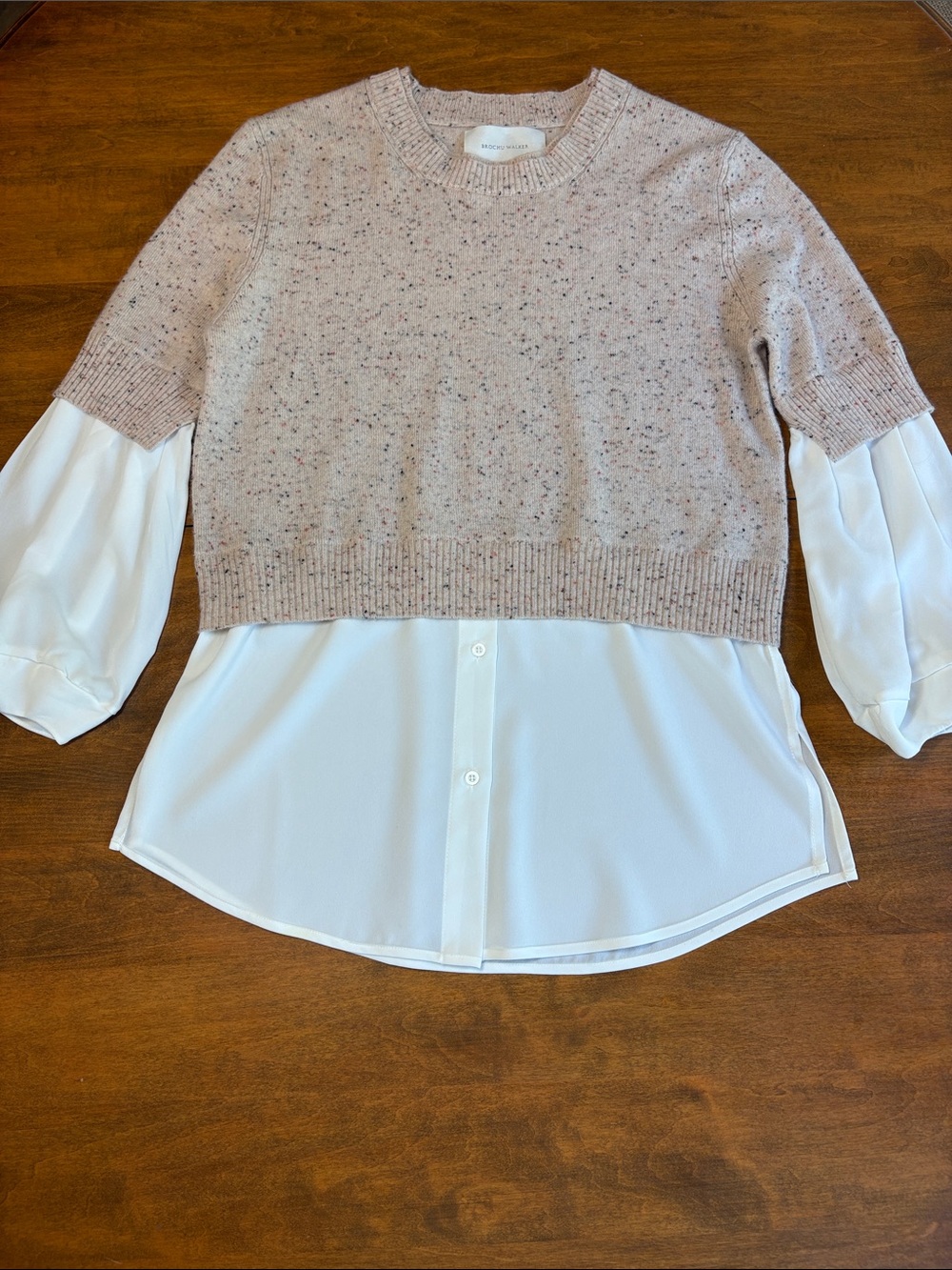 Brochu Walker Ebella Cream Speckled Cashmere/Wool Crewneck Sweater